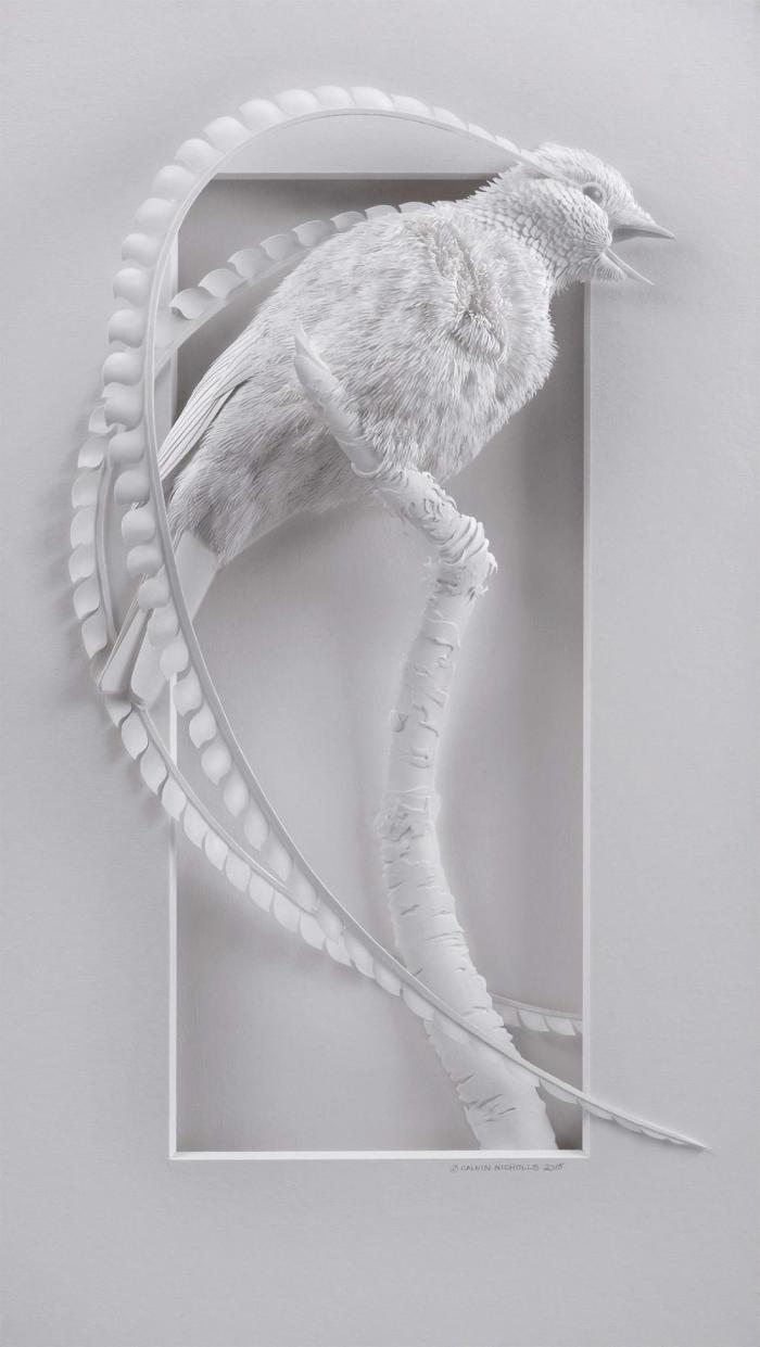 Бумажные скульптуры 3D птиц и животных Кэлвина Николлса