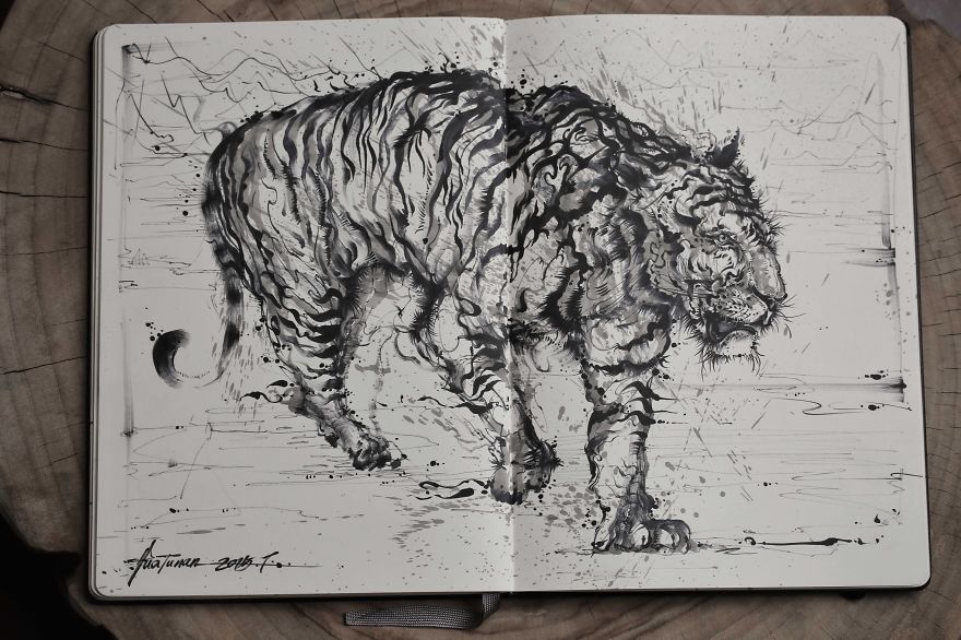 картина тигра, художник, полотно, творчество-4