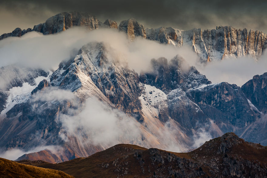 горы Доломиты в Италии, фотография, пейзаж, осень-4