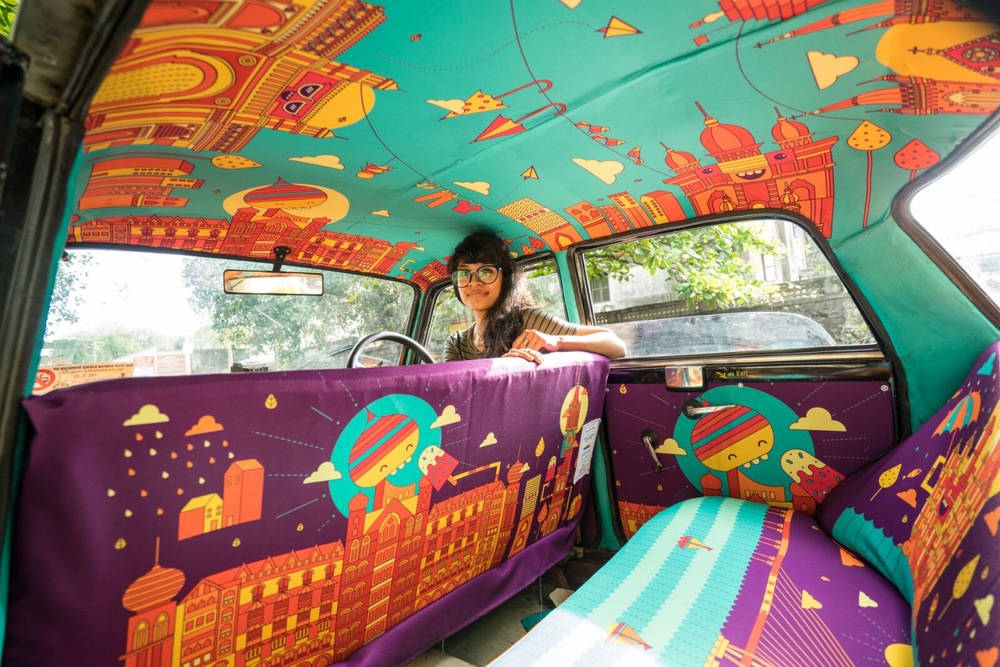 транспорт Индии, такси Индии, тюнинг такси, окраска салона автомобиля, дизайн салона автомобиля-6