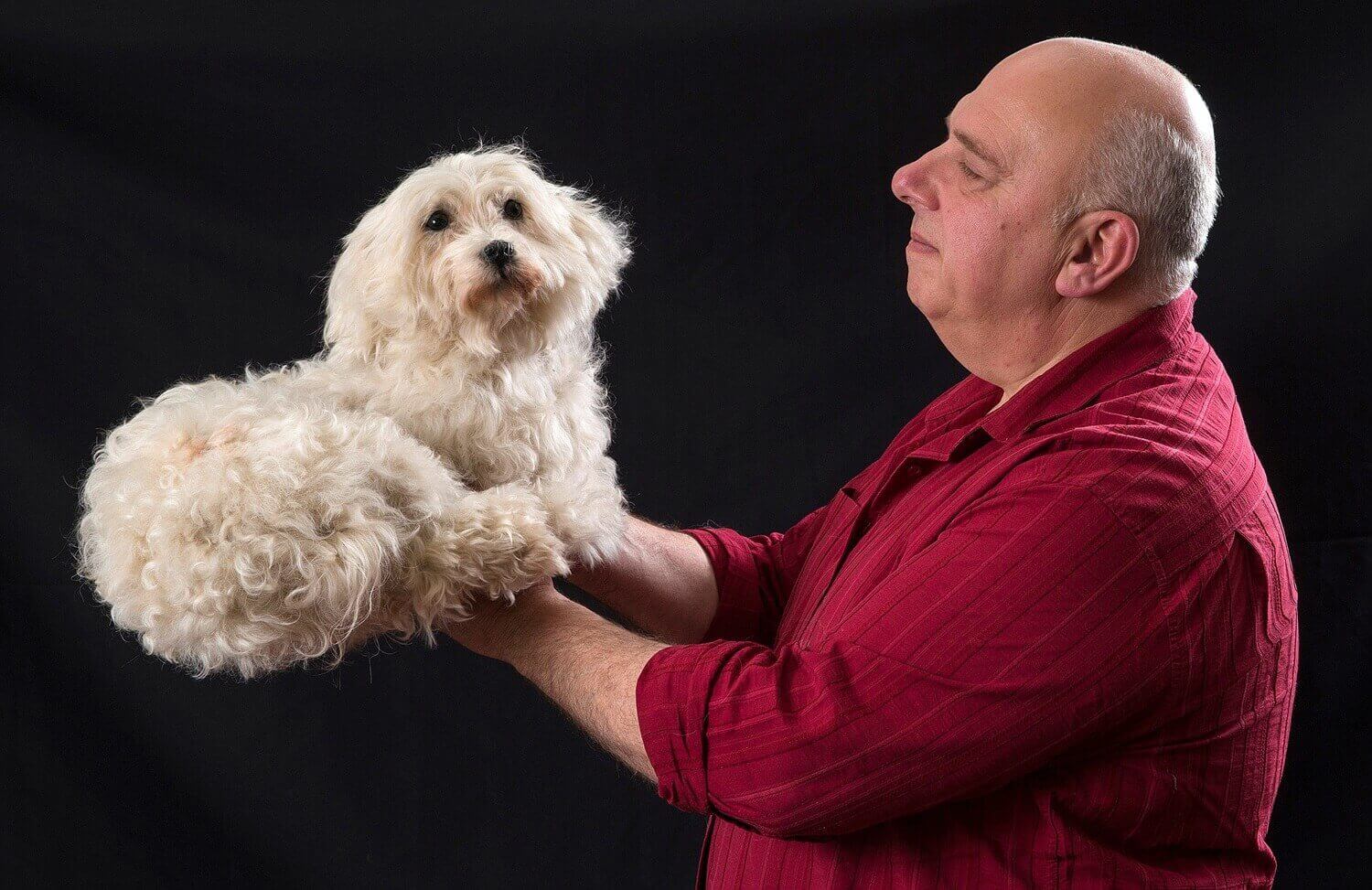 Патрик Пендвилль позирует с чучелом собаки в мастерской таксидермиста.