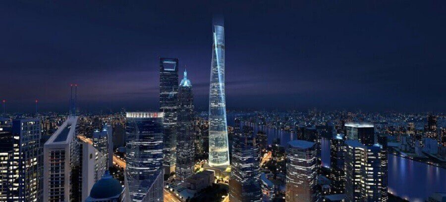 Шанхайская башня ночью