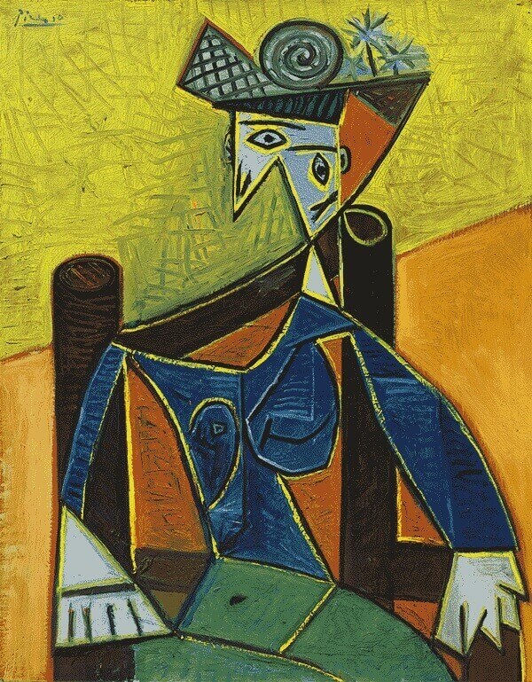 картина пикассо -Женщина, сидящая в кресле