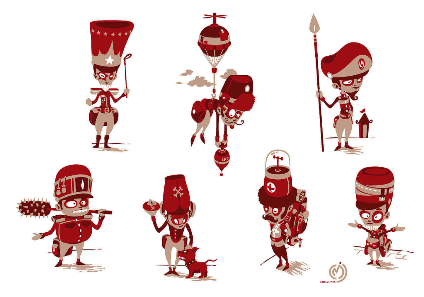коллекция красных солдатиков