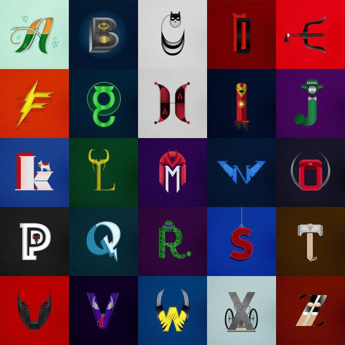 Алфавит с супергероями – иллюстрации от Roxana Nita