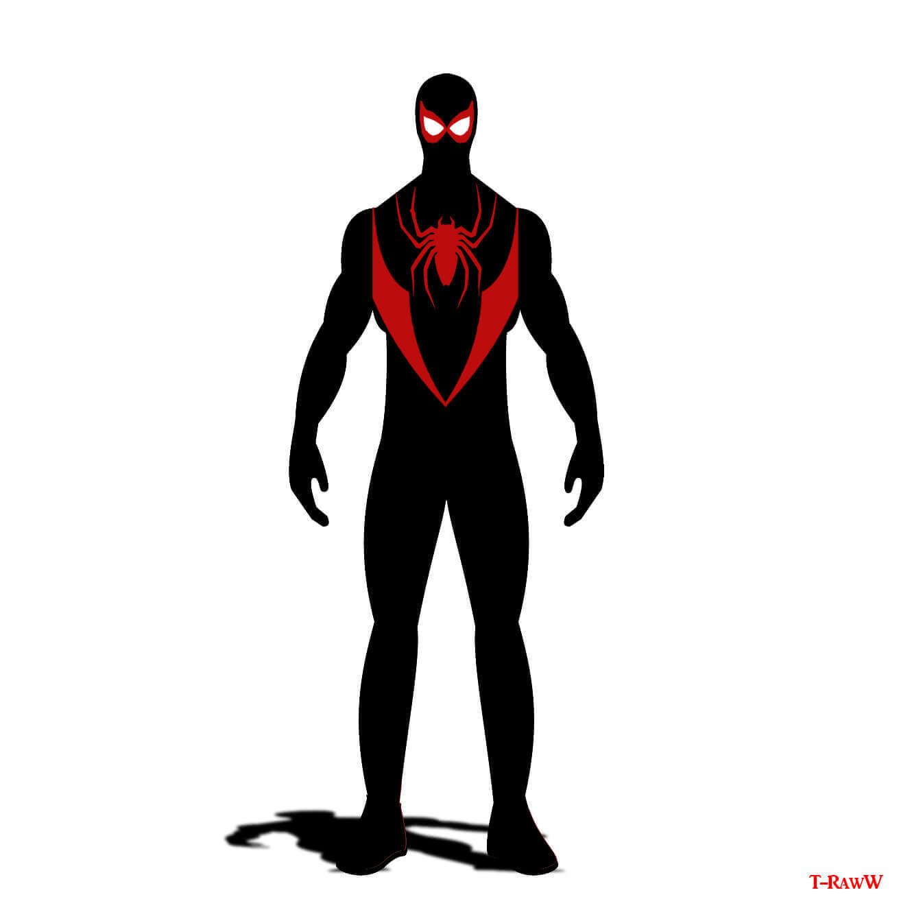 Черно-красный костюм и знак паука 