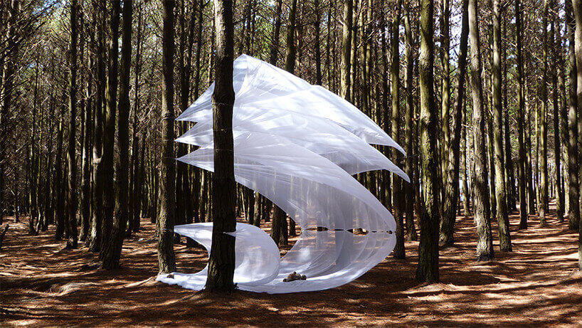 скульптуры с помощью ткани и ветра
