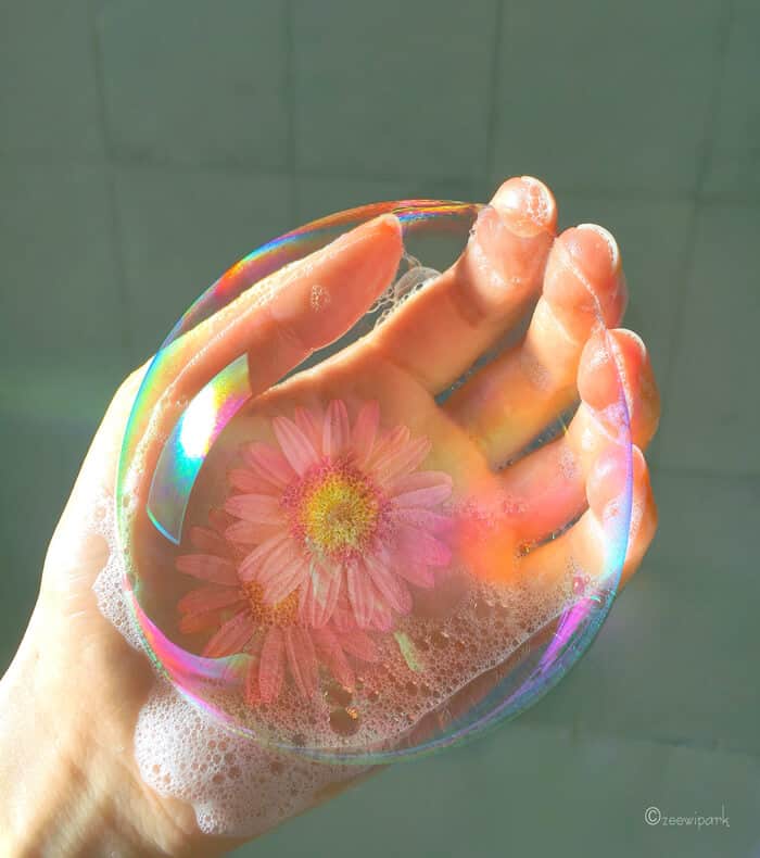 совмещение мыльных пузырей и цветов, фото 10