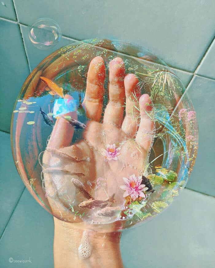 совмещение мыльных пузырей и цветов, фото 2
