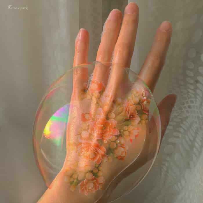 совмещение мыльных пузырей и цветов, фото 4