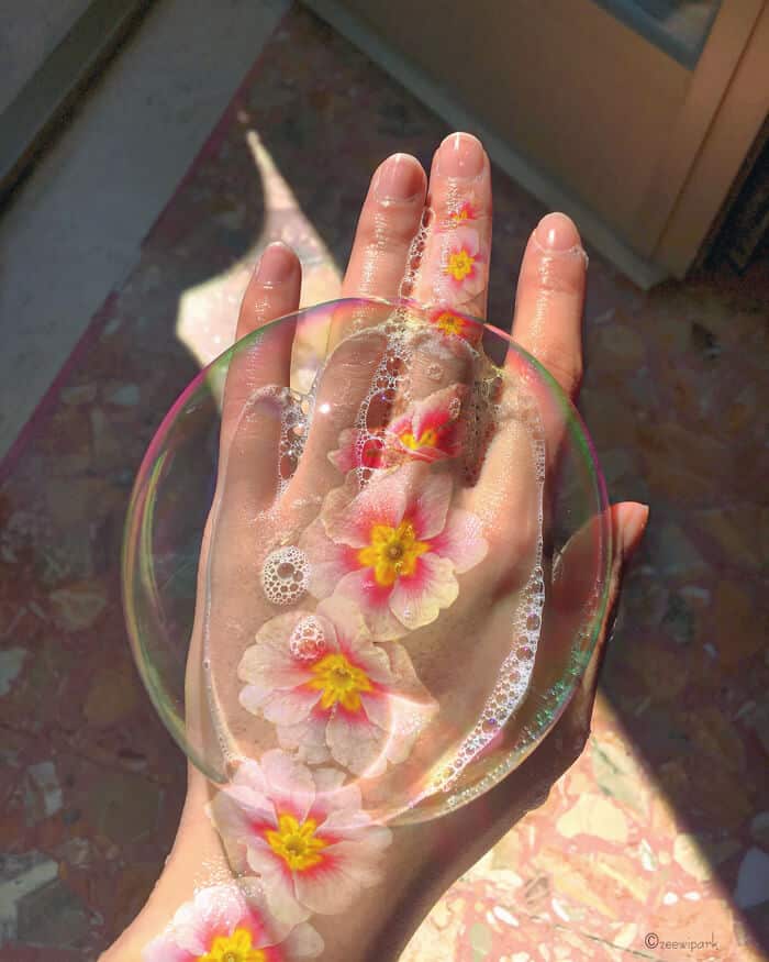 совмещение мыльных пузырей и цветов, фото 6