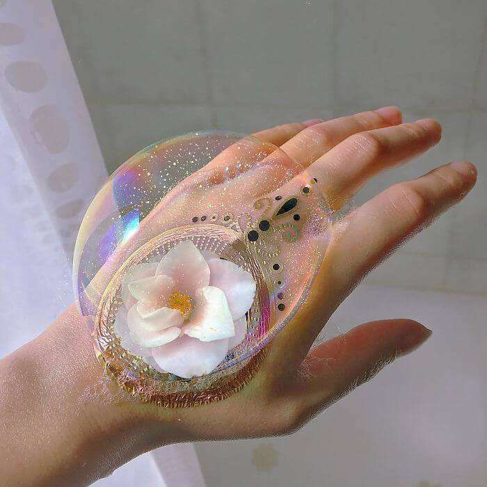 совмещение мыльных пузырей и цветов, фото 7