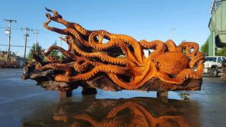 Гигантский осьминог из красного дерева