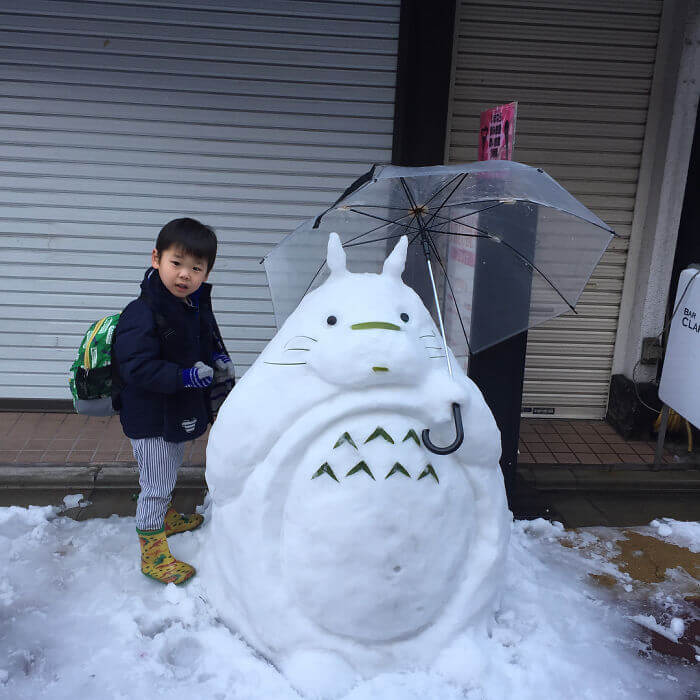снегопад в Токио, японские снеговики, Фото 1