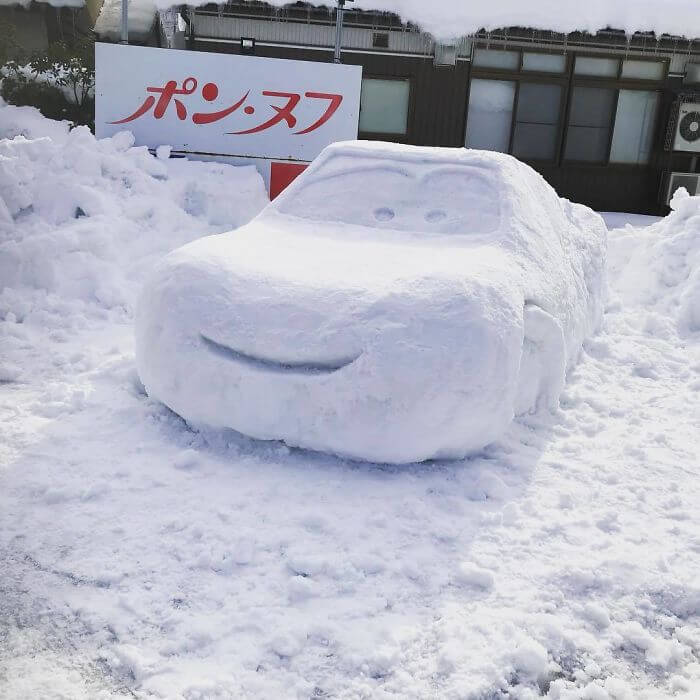 снегопад в Токио, японские снеговики, Фото 19