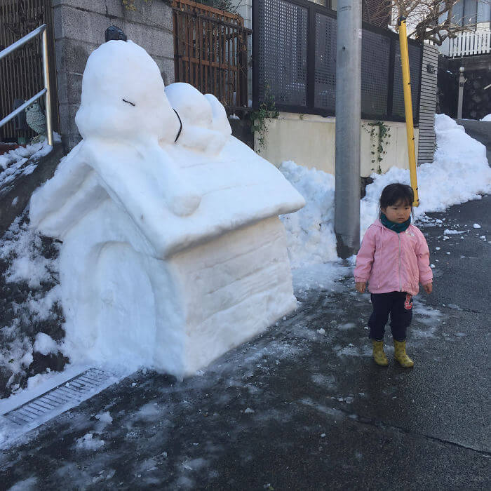 снегопад в Токио, японские снеговики, Фото 3